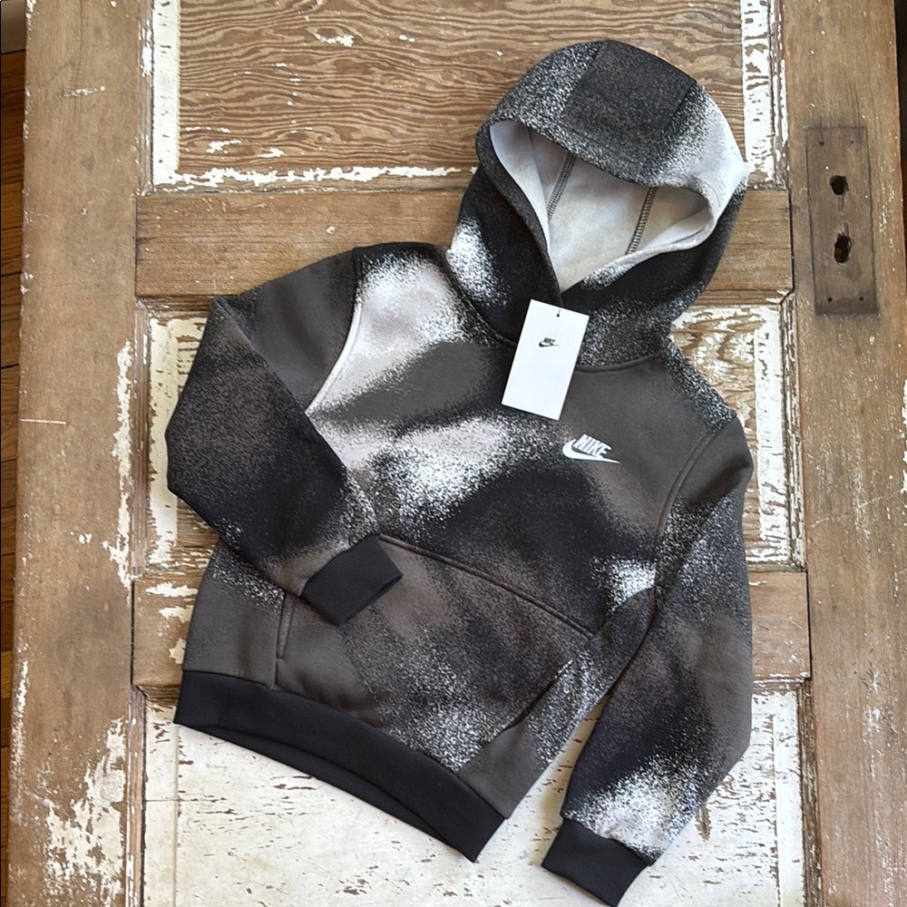 Nike Kids Splatter Black Brown and White Hoodie